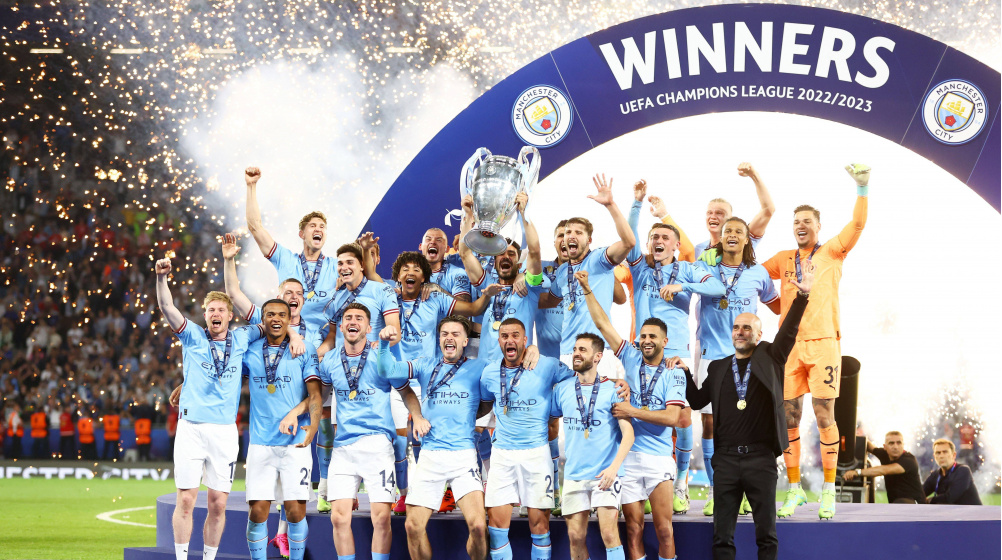 Manchester City win first Champions League title - become second English club to win treble