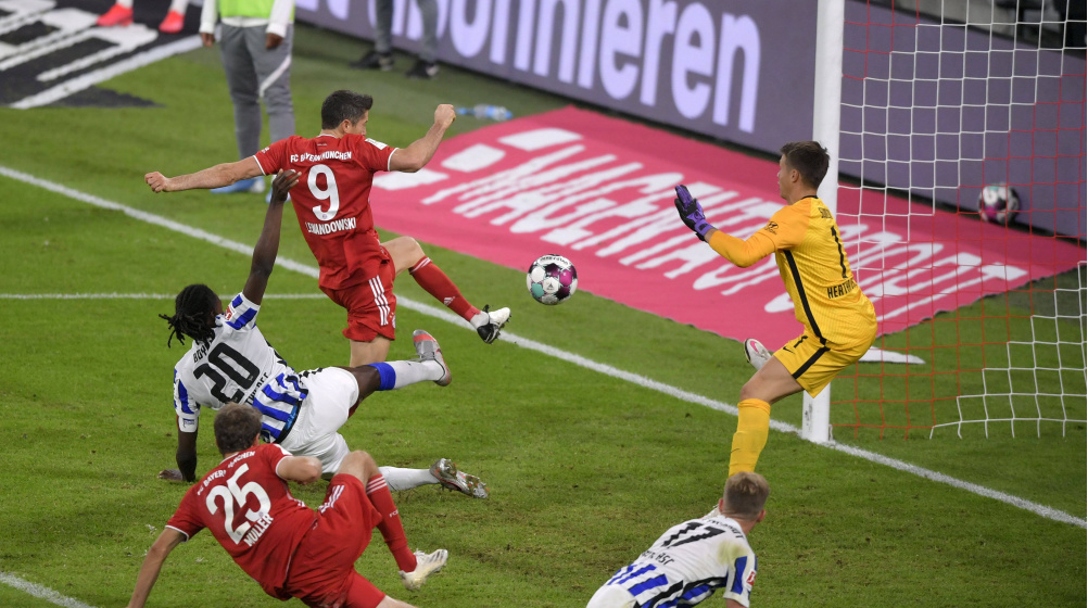 Richards debut, Lewandowski scores 4 - Bayern beat Hertha 4-3