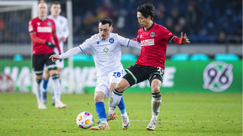Hannover kämpft sich nach 0:2 gegen KSC noch zurück  – BTSV dreht Partie in Wiesbaden