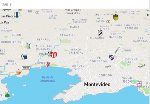 Stadion-Karte von Montevideo, Uruguay - Klick für Karten aller Ligen