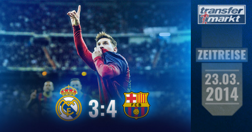 © imago images/TM - Galaleistung von Lionel Messi: Beim 4:3 des FC Barcelona gegen Real Madrid am 23. März 2014 erzielte der Argentinier drei Tore und bereitete das vierte vor!