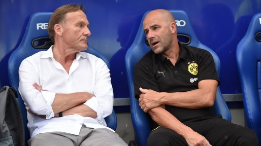 © imago / Seit Sommer BVB-Trainer: Peter Bosz (r.), hier mit Geschäftsführer Hans-Joachim Watzke