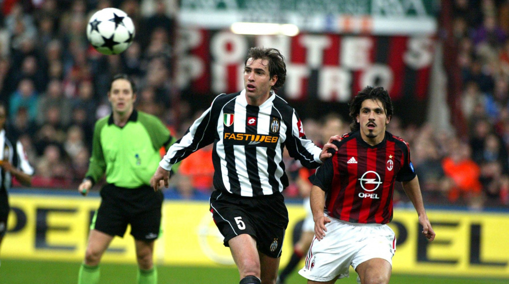 Tudor, con la maglia della Juventus, contro Gattuso. Fonte: Transfermarkt.