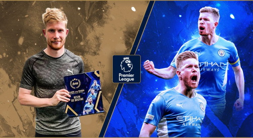 Kevin De Bruyne with his Transfermarkt Player of the Season award
