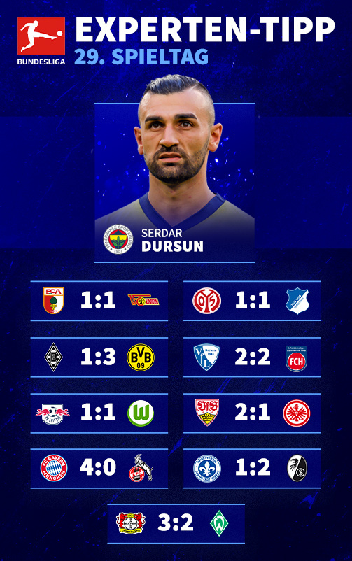 So tippt Serdar Dursun den 29. Bundesliga-Spieltag