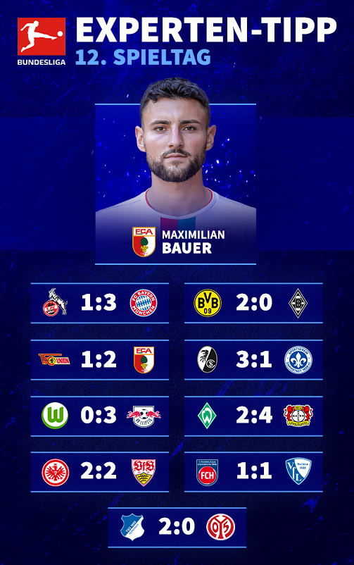 So tippt Maximilian Bauer den 12. Bundesliga-Spieltag!