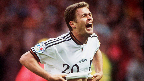 Oliver Bierhoff sorgte bei der EM 1996 für das erste Golden Goal der Fußball-Historie und schoss Deutschland damit zum Titel 