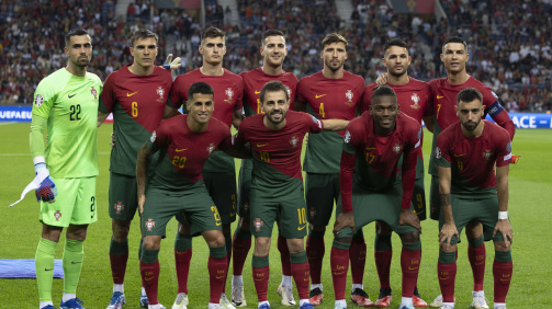 O onze inicial de Portugal no jogo com a Eslováquia. Fonte: IMAGO