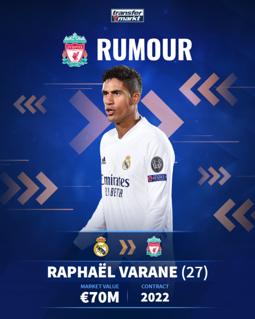 Rumour Varane Liverpool