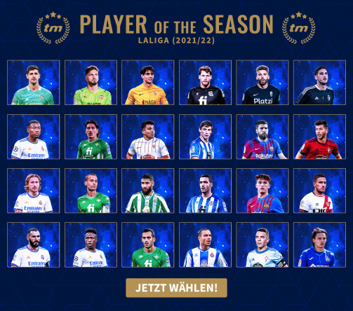 24 Kandidaten: Jetzt den LaLiga-Spieler der Saison 2021/22 wählen