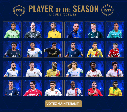 24 candidats : Votez maintenant pour le joueur de Ligue 1 de la saison 2021/22