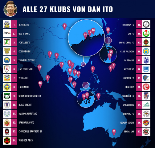 © imago images/TM - Alle 27 Klubs auf einer Karte: Die Transferhistorie von Dan Ito